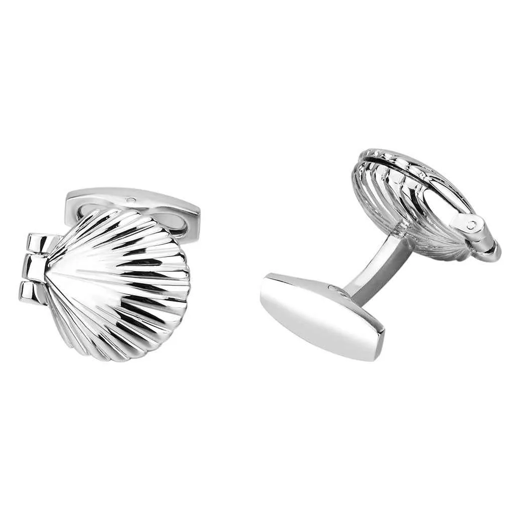 21mm Silver-Tone Shell-Shaped Cufflinks