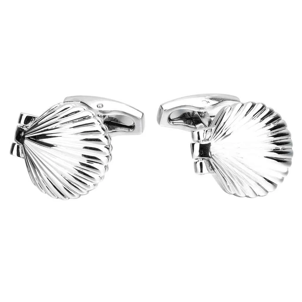 21mm Silver-Tone Shell-Shaped Cufflinks