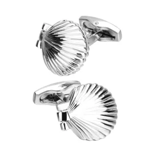 21mm Silver-Tone Shell-Shaped Cufflinks