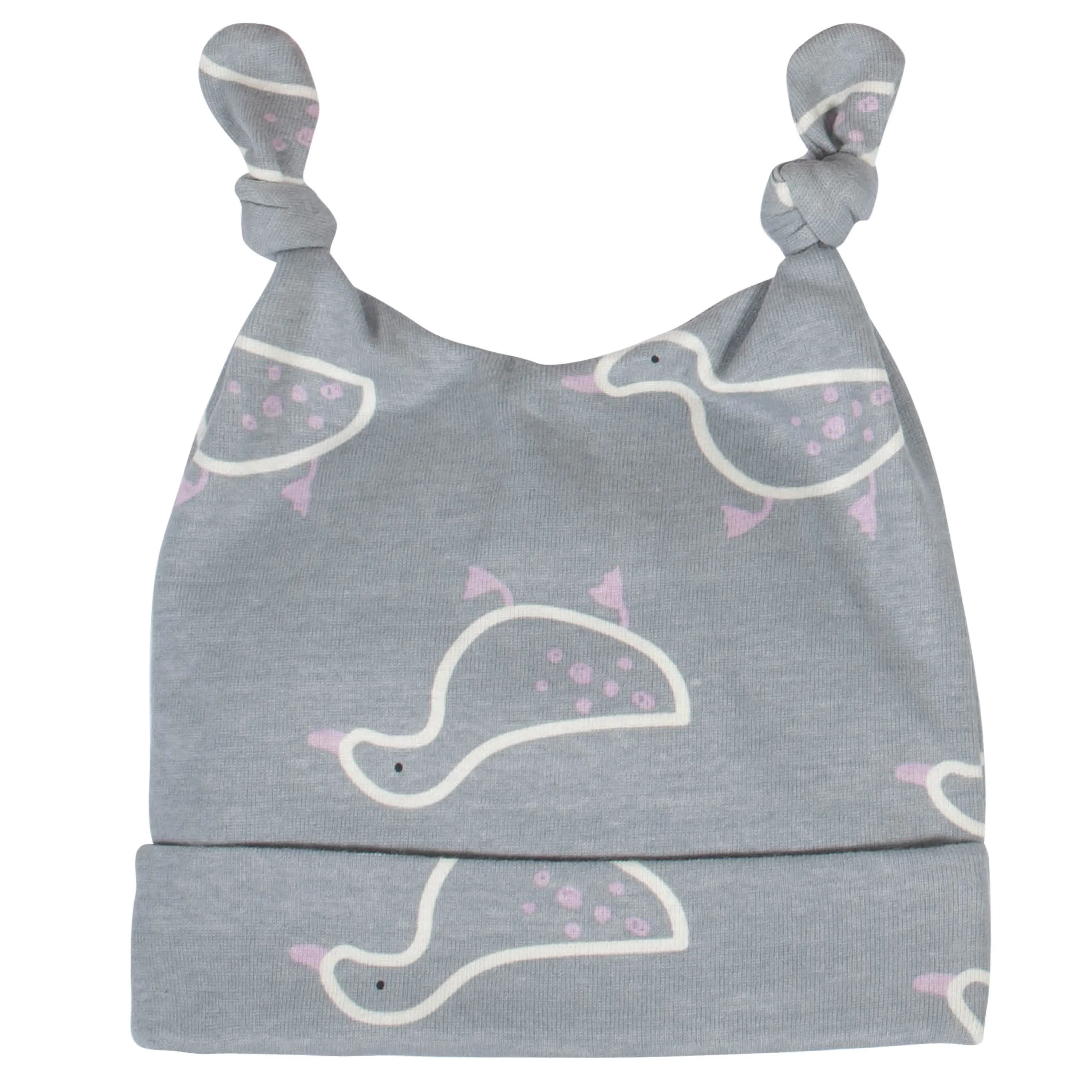 3-Piece Baby Girls Comfy Stretch Ducklings Shirt, Footed Pant and Cap Set