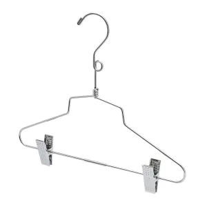 30.5cm Kid Size Metal Coat Hanger With Clips (3.5mm thick) Sold in Bundles of 25/50/100