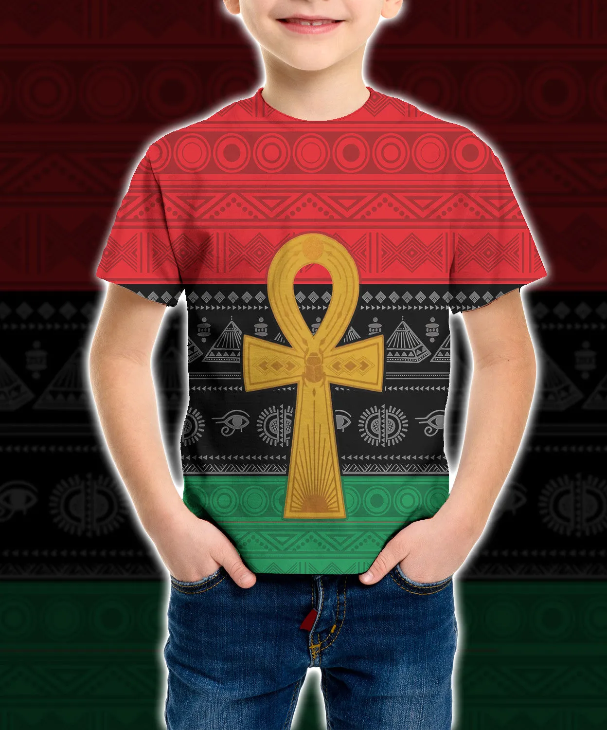 3D African Pan African Ankh Pan Africanism Kid Tshirt Apparel QT209490