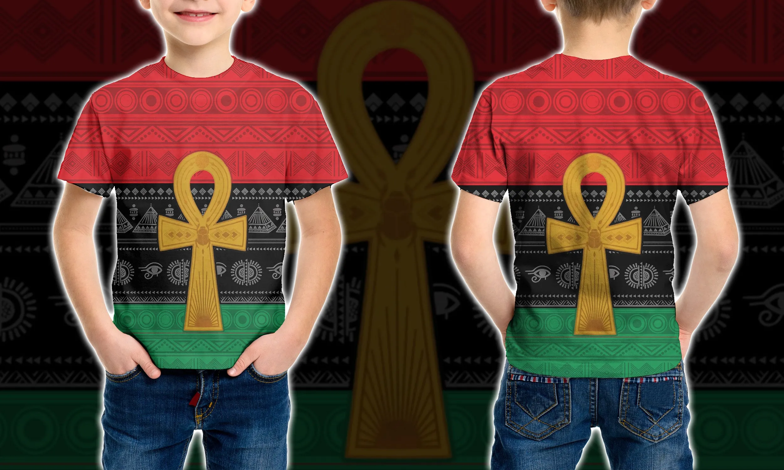3D African Pan African Ankh Pan Africanism Kid Tshirt Apparel QT209490