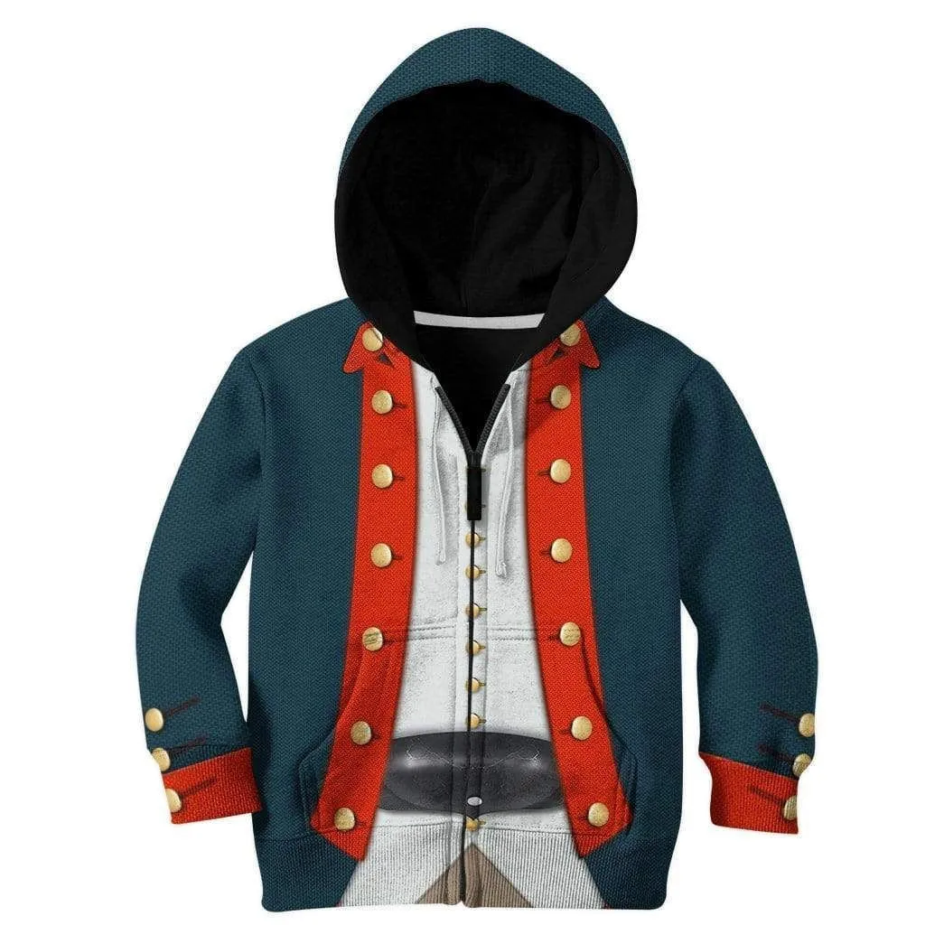 3D Kid American Revolutionary War Uniform Hoodie Apparel