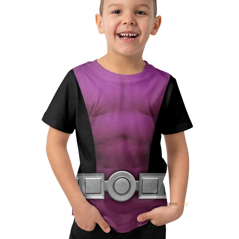 3D Teen Titan Beast Boy TZip Custom Cosplay Costume Kid Tshirt QT207057Tf