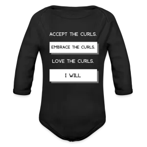 Accept The Curls Organic Long Sleeve Baby Bodysuit