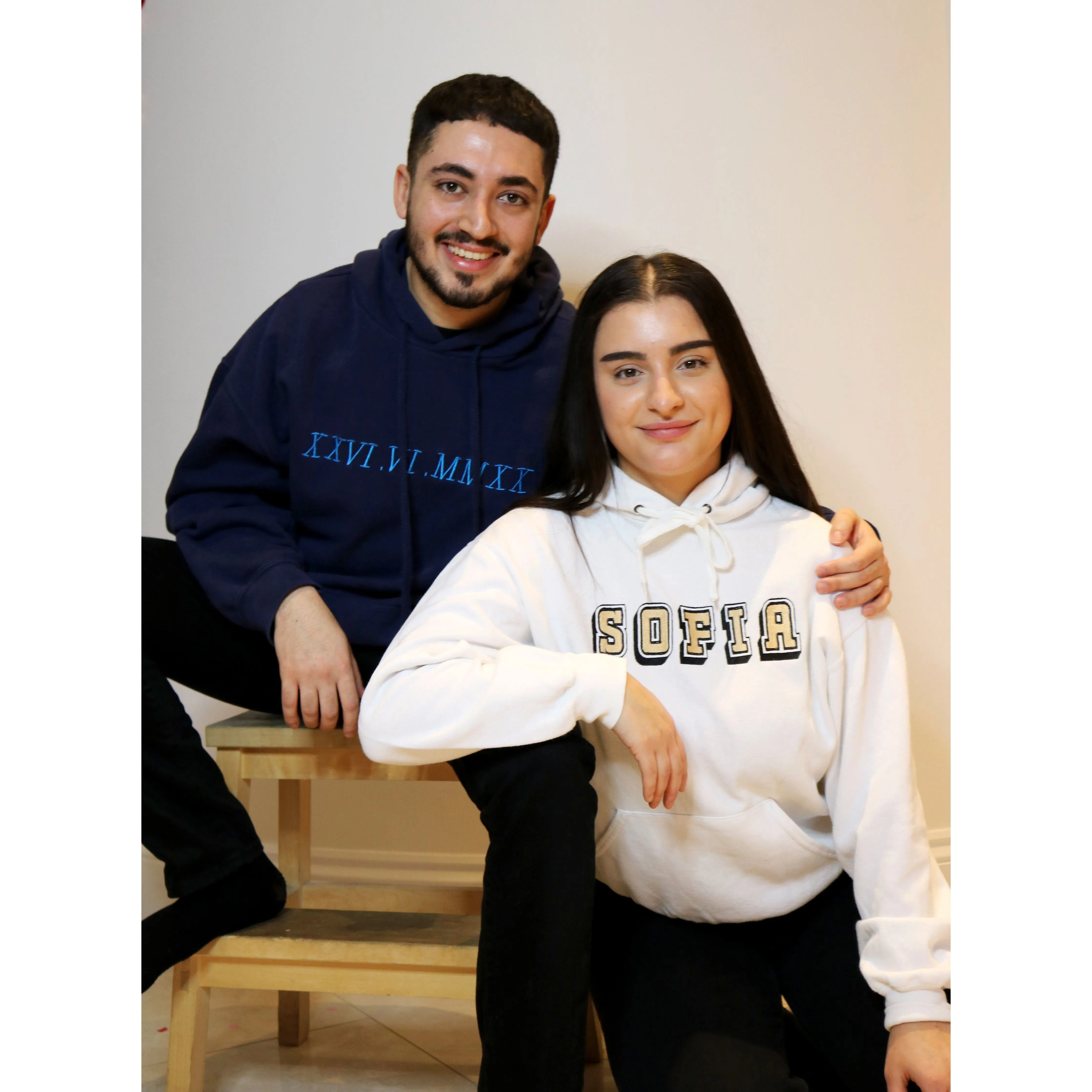 Adult hoodie personalised roman numerals