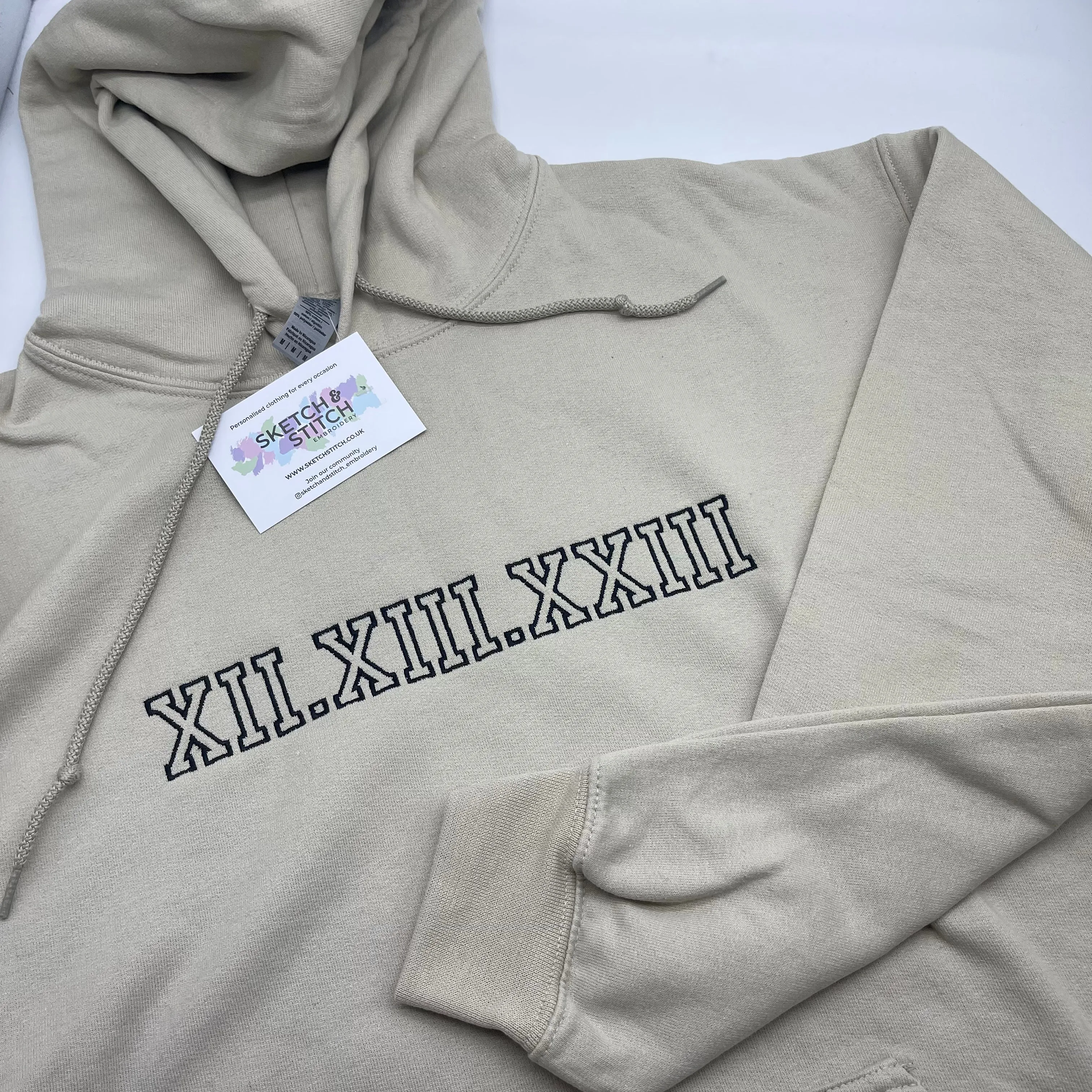 Adult hoodie personalised roman numerals