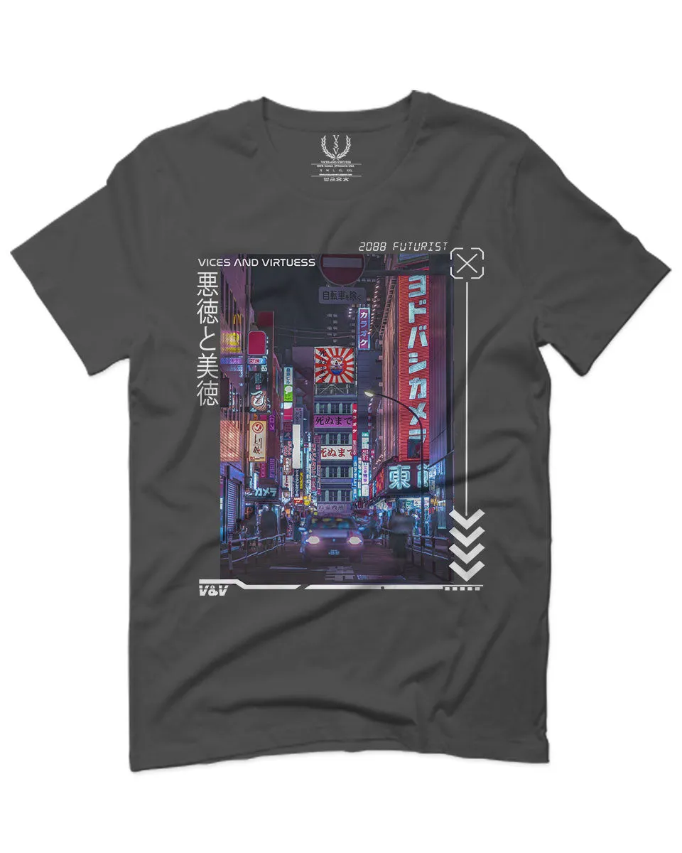 Aesthetic Japanese City Vaporwave Art Cyberpunk Retro Street wear For men T Shirt