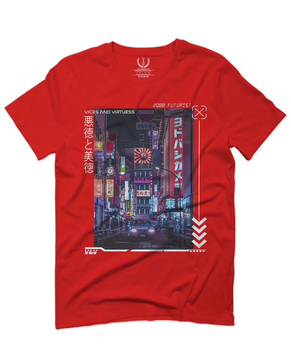 Aesthetic Japanese City Vaporwave Art Cyberpunk Retro Street wear For men T Shirt