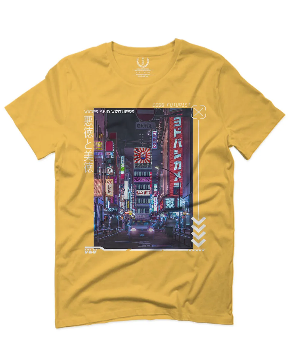 Aesthetic Japanese City Vaporwave Art Cyberpunk Retro Street wear For men T Shirt