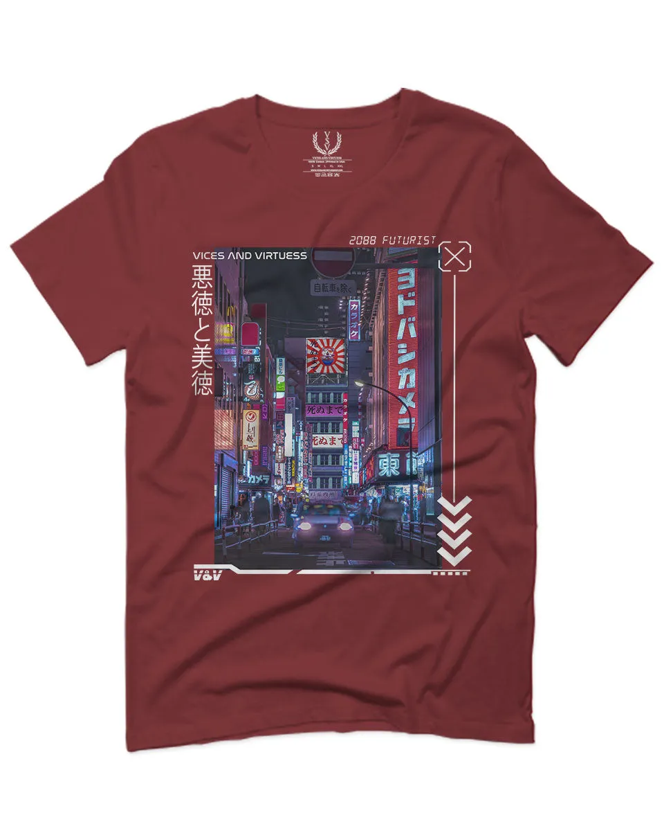 Aesthetic Japanese City Vaporwave Art Cyberpunk Retro Street wear For men T Shirt