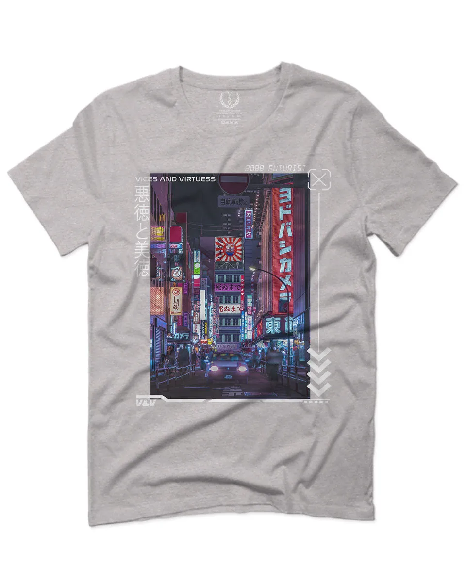 Aesthetic Japanese City Vaporwave Art Cyberpunk Retro Street wear For men T Shirt