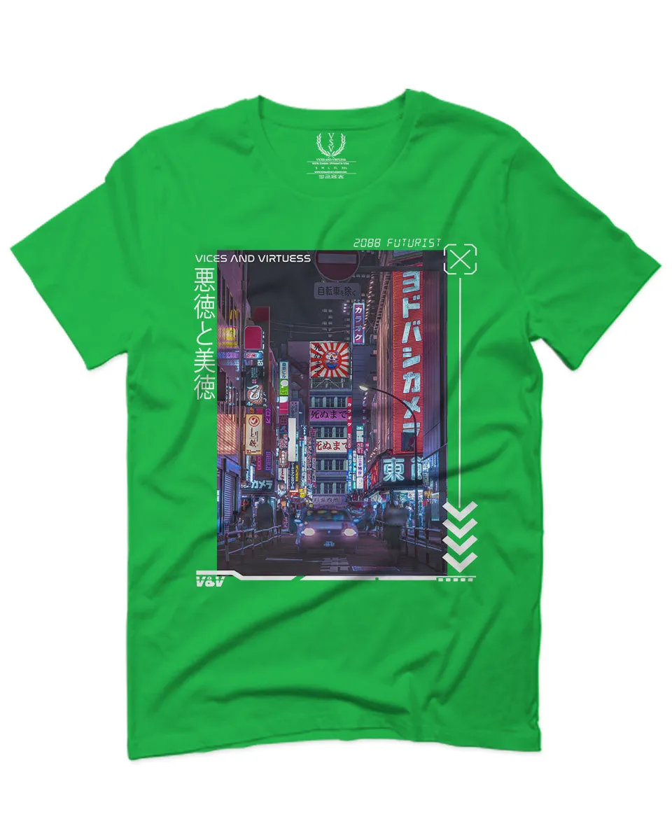 Aesthetic Japanese City Vaporwave Art Cyberpunk Retro Street wear For men T Shirt