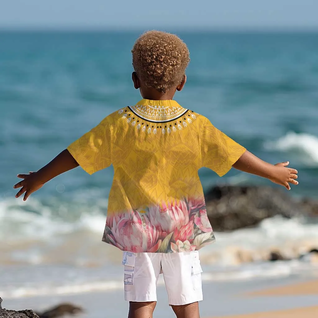 Africa Dashiki Kid Hawaiian Shirt King Protea Floral Motif Patterns LT18