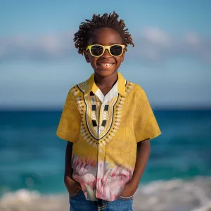 Africa Dashiki Kid Hawaiian Shirt King Protea Floral Motif Patterns LT18