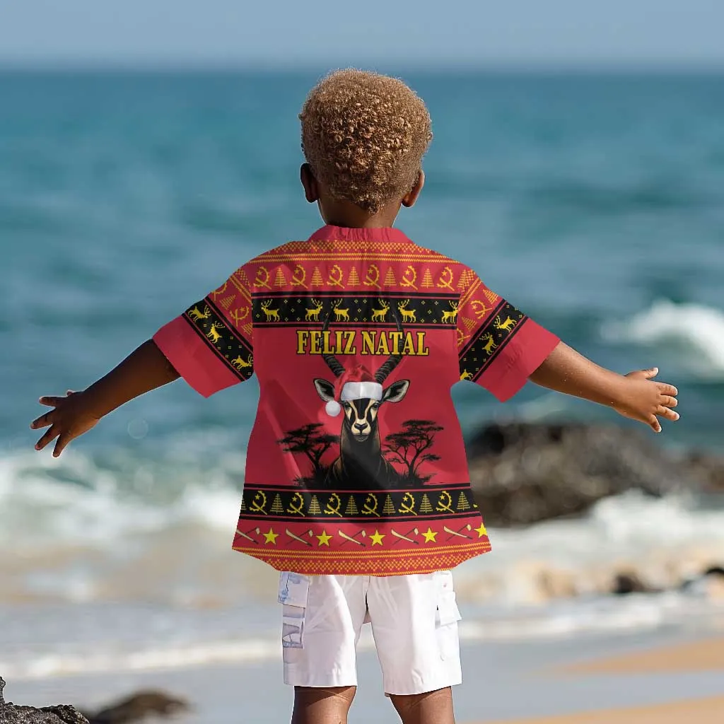 Afro Angola Giant Sable Antelope Christmas Kid Hawaiian Shirt Virtus Unita Fortior Feliz Natal LT18