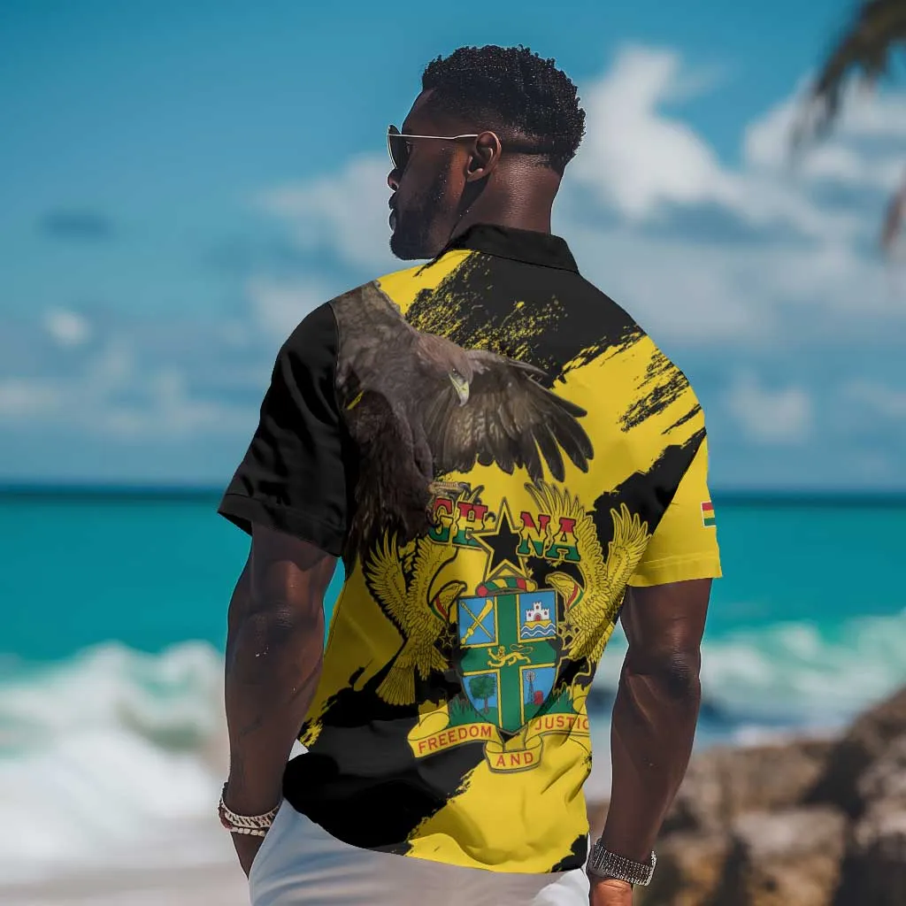 Afro Ghana Hawaiian Shirt Eagle With Coat Of Arms LT15