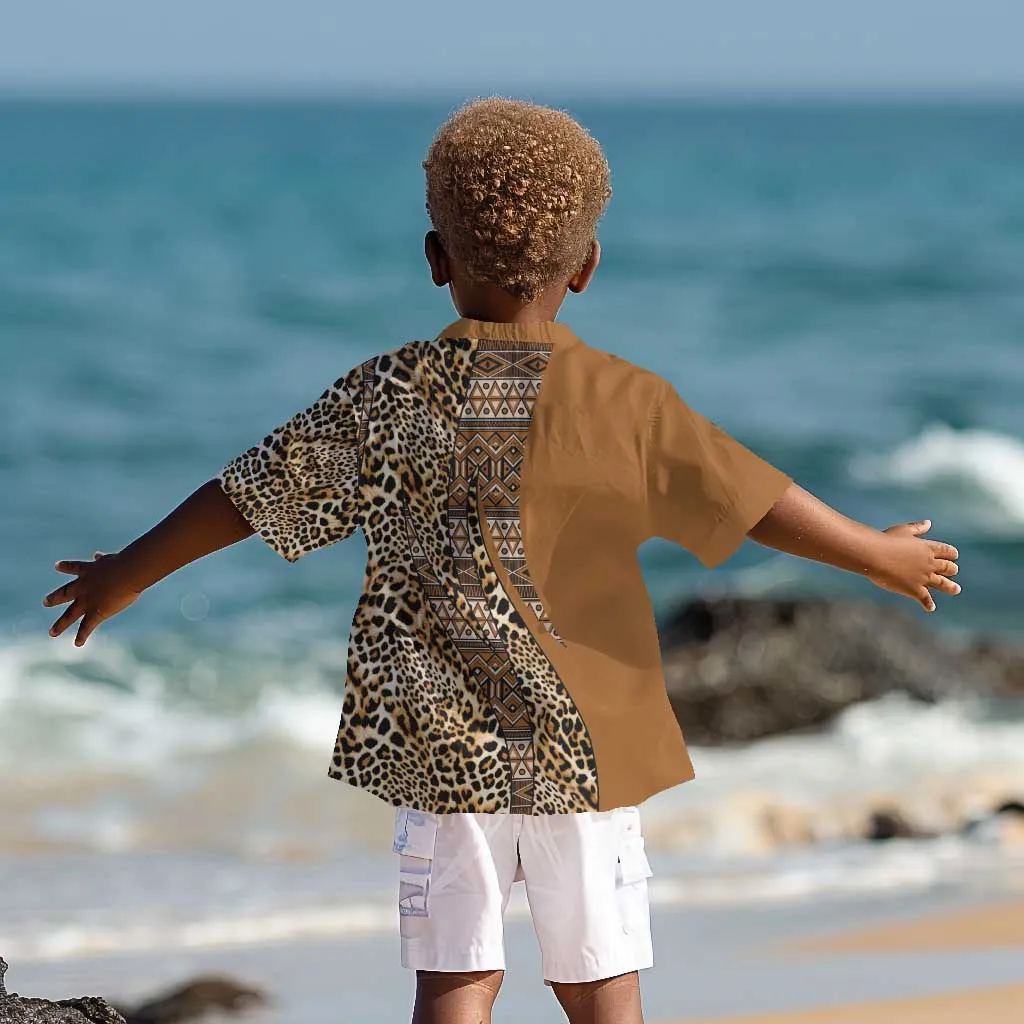 Afro Leopard Mix Native Tribal Pattern Kid Hawaiian Shirt LT9