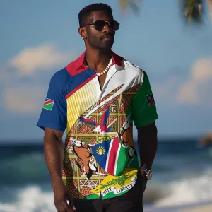 Afro Namibia Map Hawaiian Shirt National Emblem and Cultural Motif Design TS04
