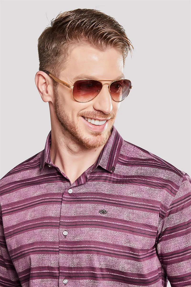 Alessandr Pink Stripe Printed Shirt
