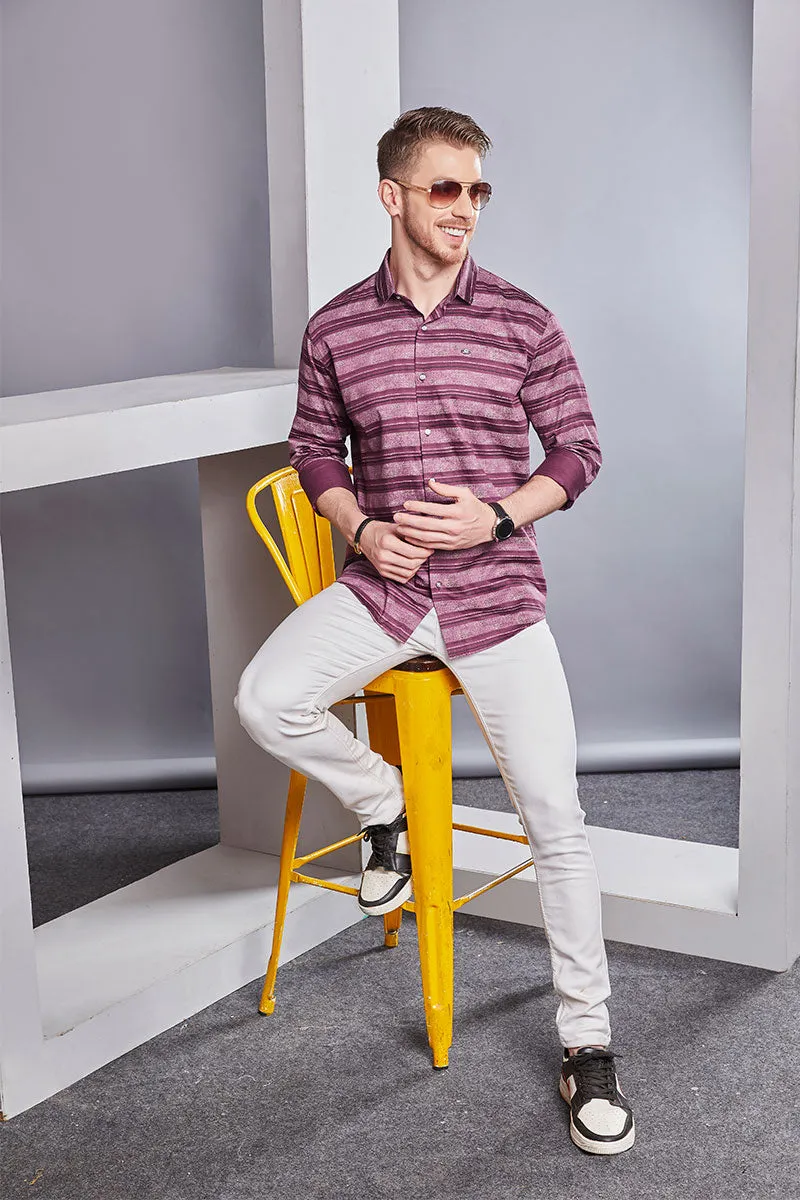 Alessandr Pink Stripe Printed Shirt