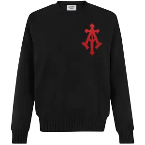Alpha Cross Knit Sweater (Black)