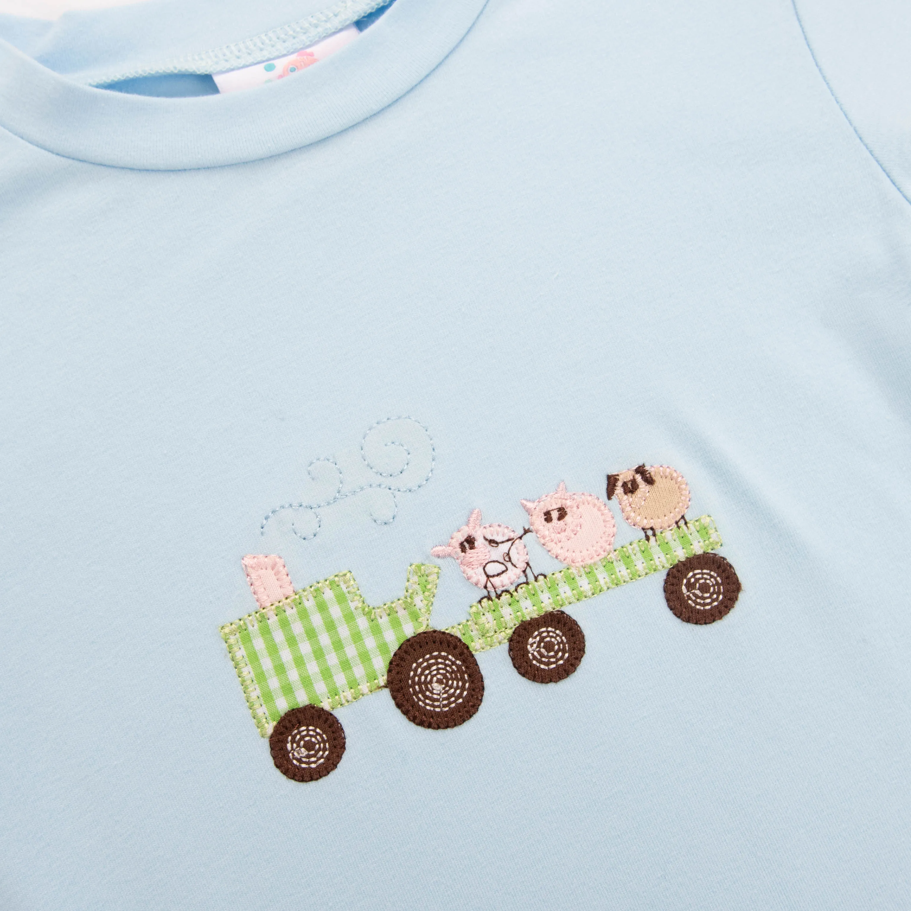 Animal Hay Ride Applique Shirt, Blue