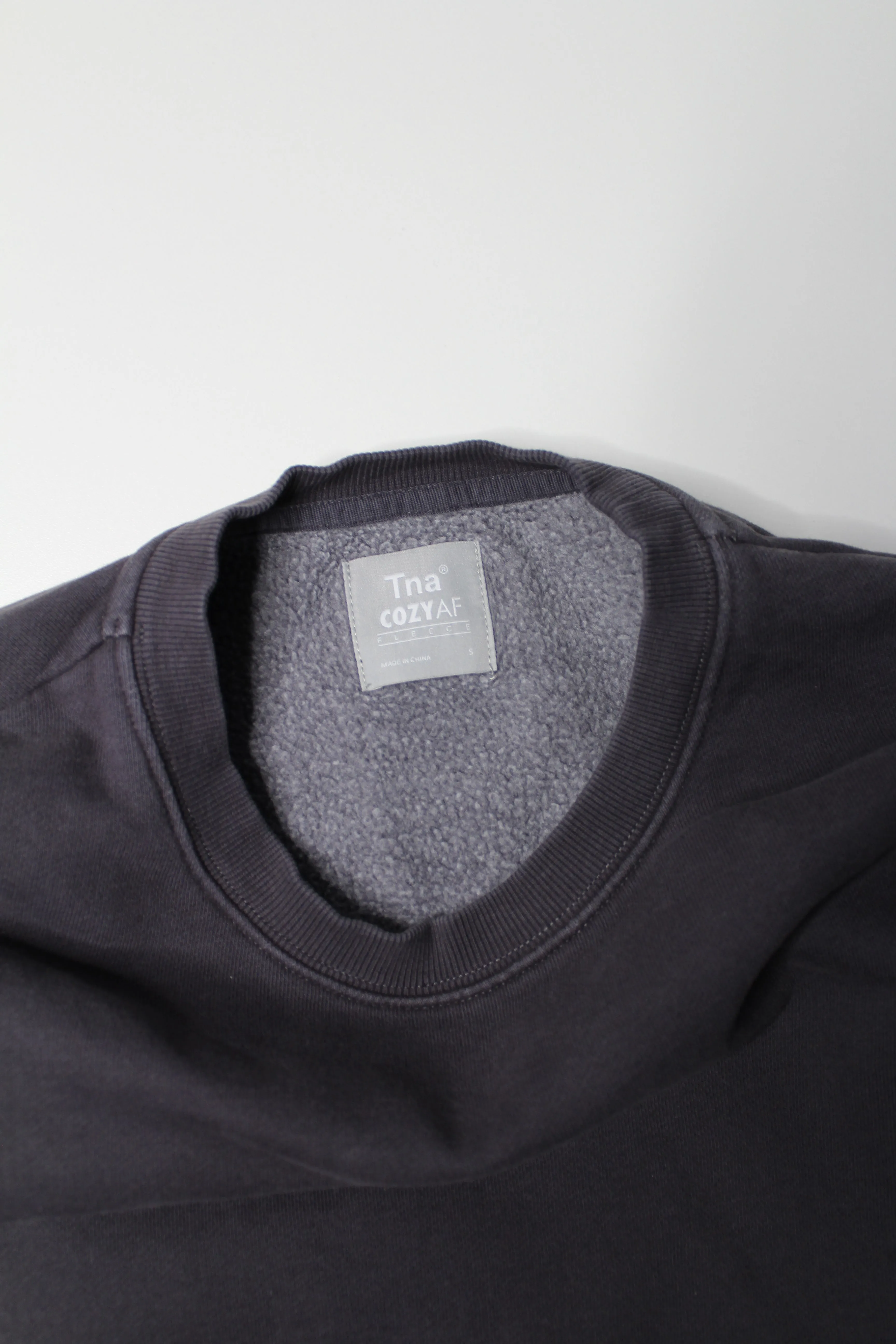 Aritzia TNA grey COZY AF fleece sweater, size small (matching jogger available )