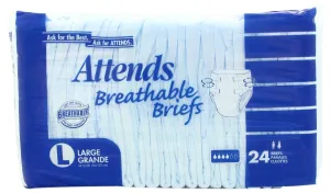 Attends BRB30 Breathable Adult Briefs, Heavy Abs, Large 44-58, PK/24