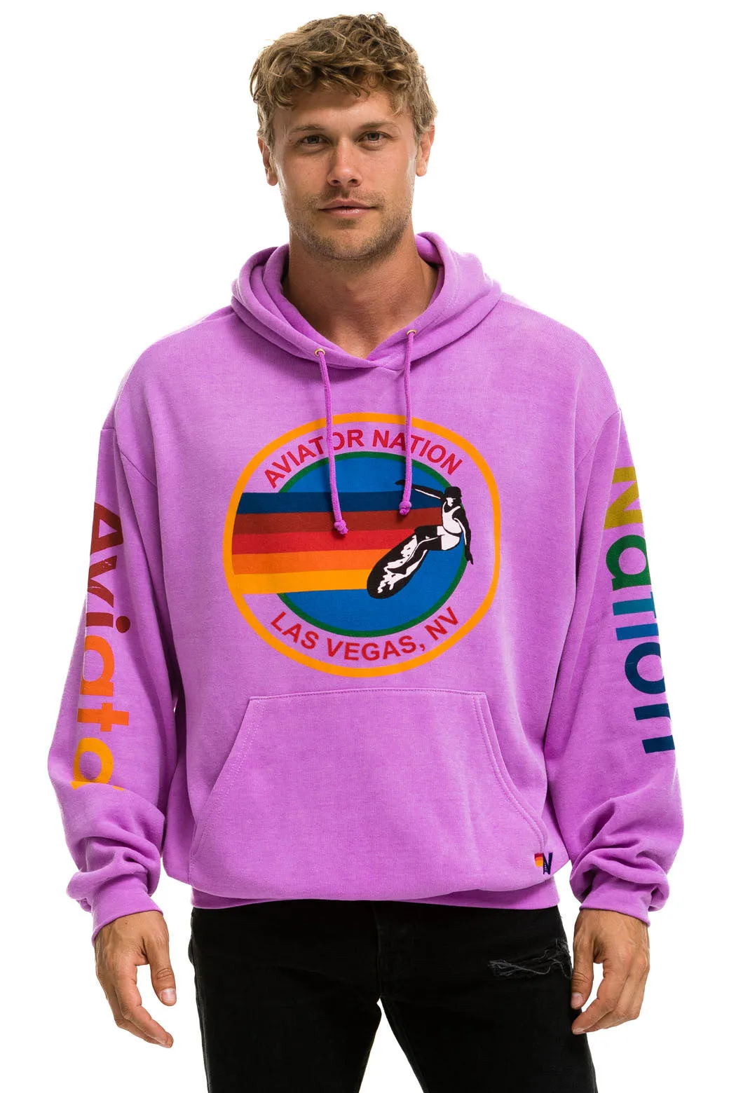 AVIATOR NATION LAS VEGAS RELAXED PULLOVER HOODIE - NEON PURPLE