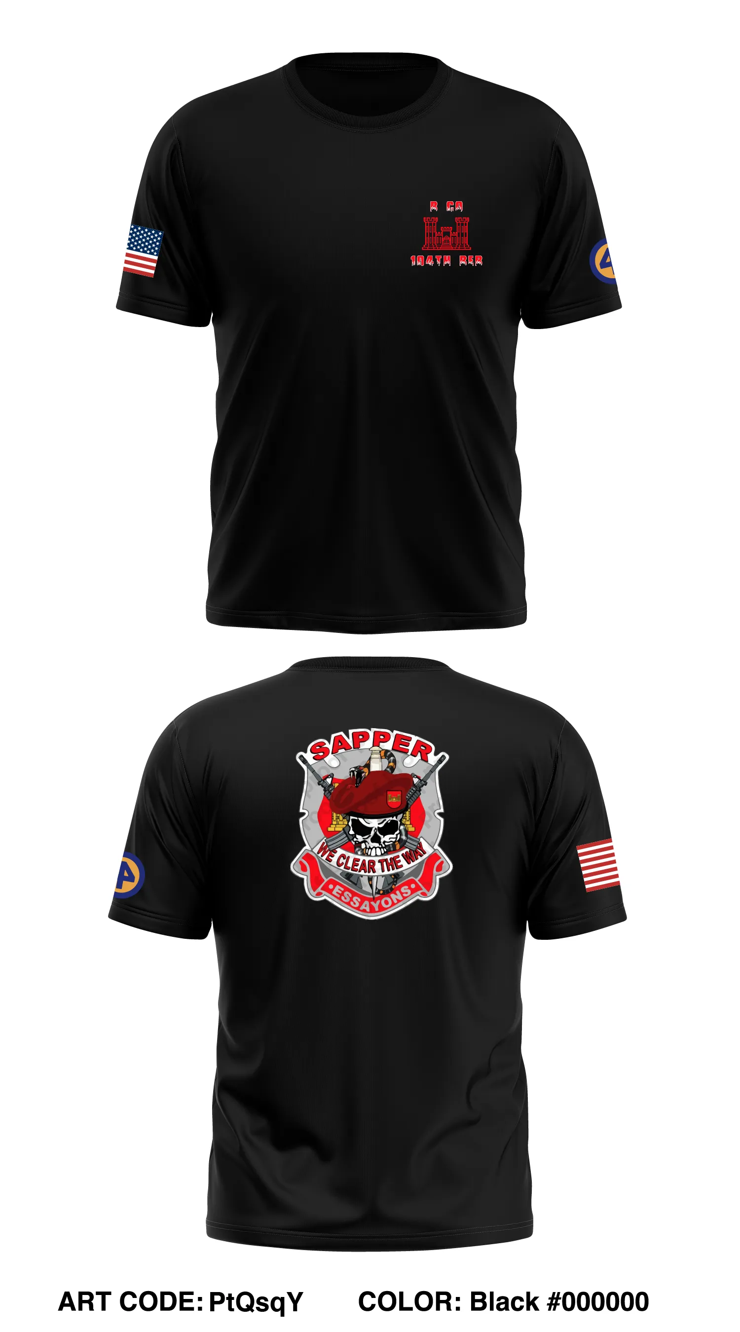 B Co, 104th BEB Store 1 Core Men's SS Performance Tee - PtQsqY