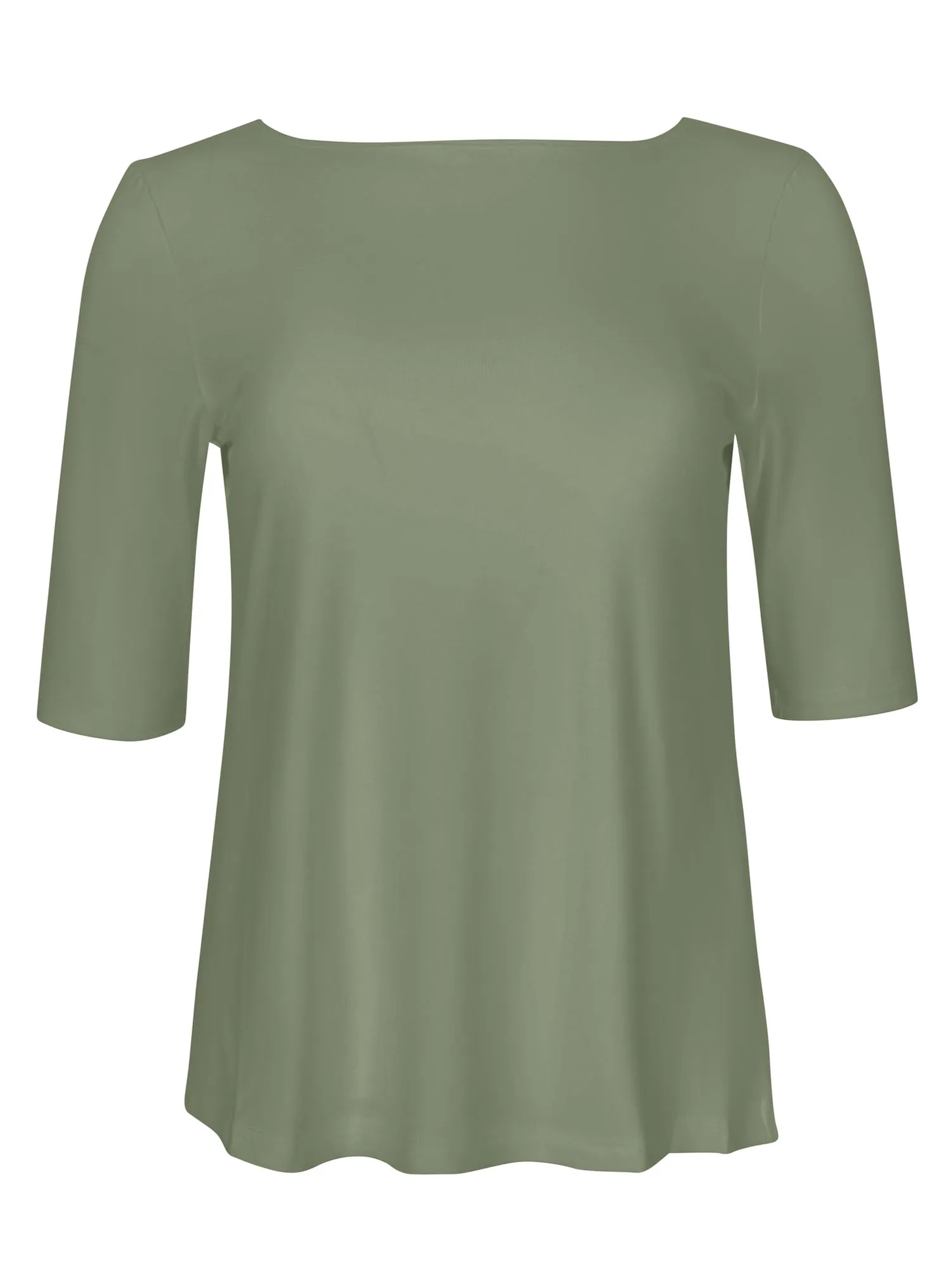 Bamboo Boat Neck Mid Sleeve Tee - Eucalyptus