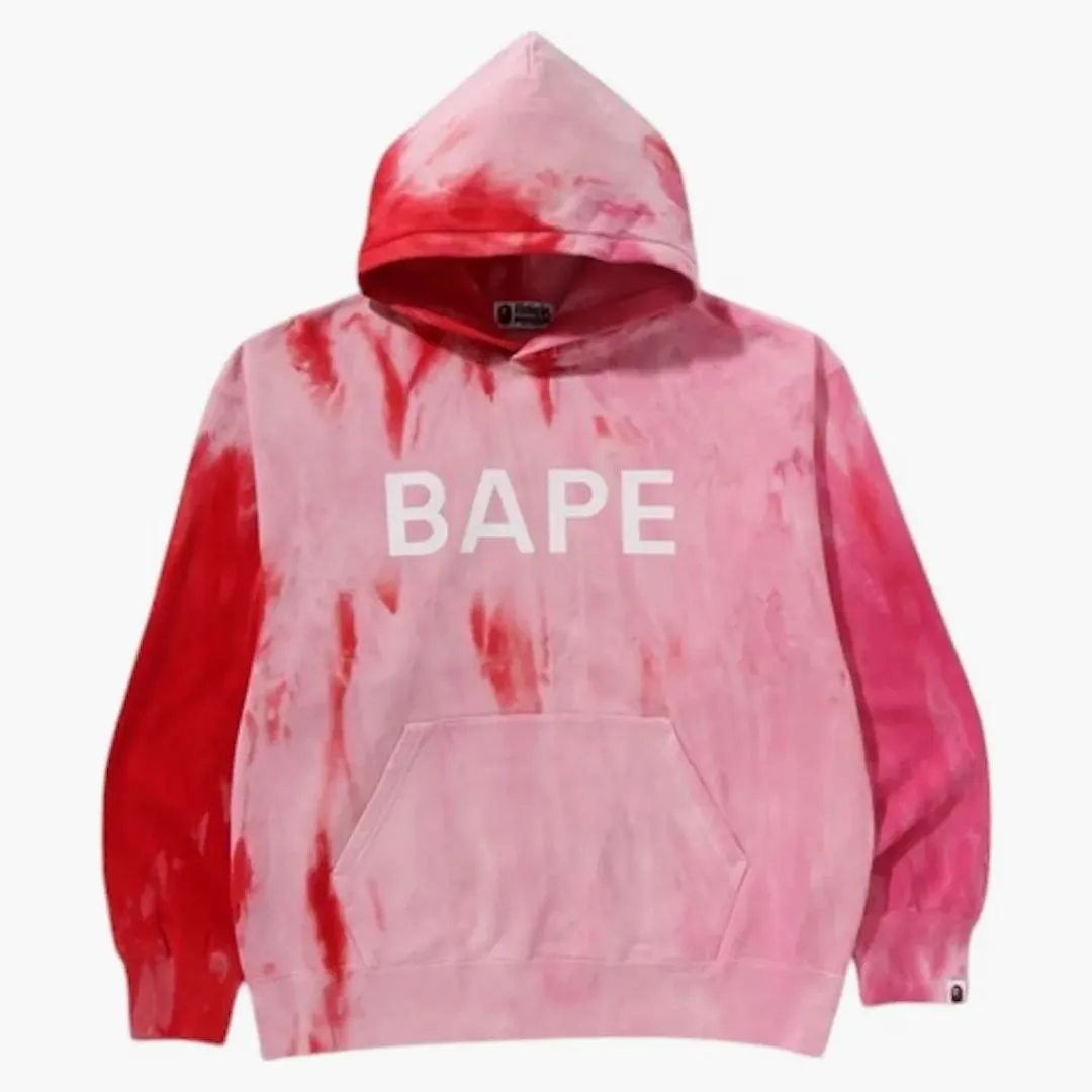 Bape Ice Dye Relaxed Fit Pullover Hoodie Pink