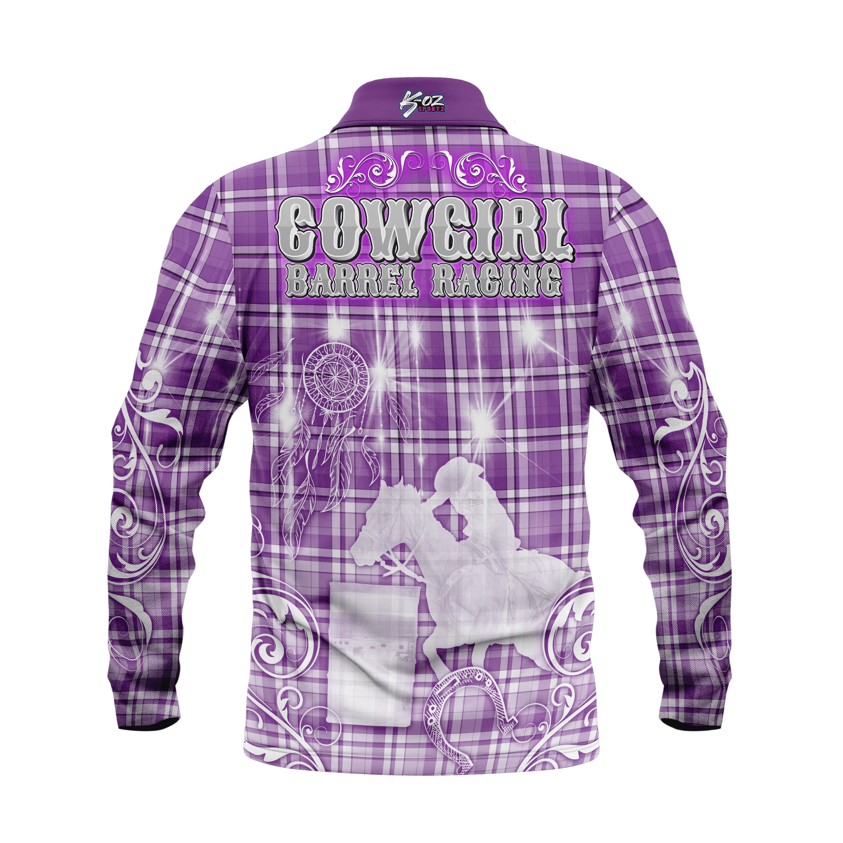 Barrel Racing Purple Cowgirl Polo Shirt