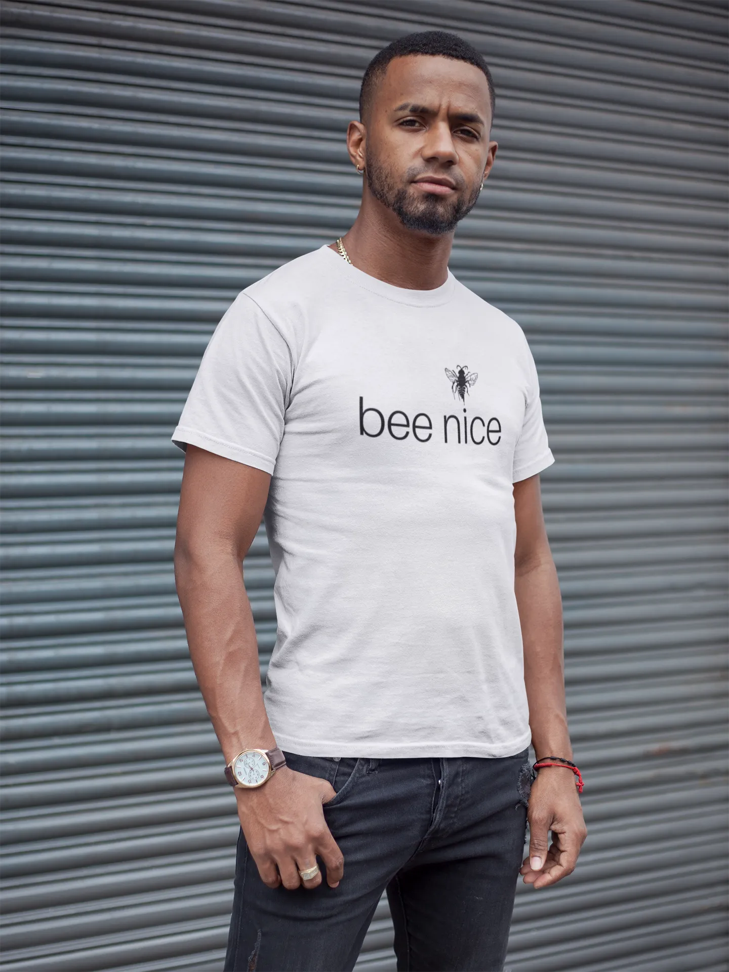 bee human: bee nice - Men's Cotton Crew t-shirt