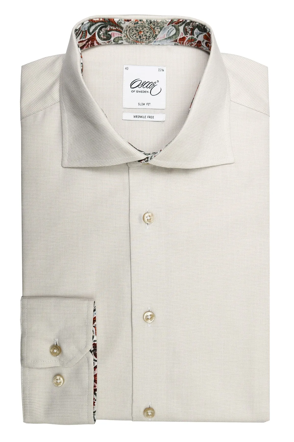 Bege slim fit shirt with contrast details