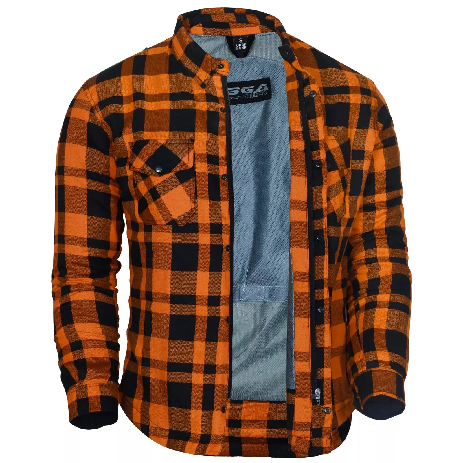 Bikers Gear Australia Exo Rider Lined with Kevlar Protective Motorcycle Shirt Orange
