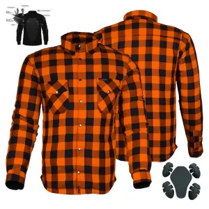 Bikers Gear Australia Exo Rider Lined with Kevlar Protective Motorcycle Shirt Orange