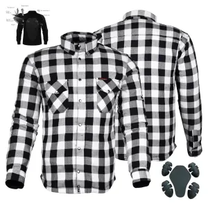 Bikers Gear Australia Exo Rider Lined with Kevlar Protective Motorcycle Shirts Black / White