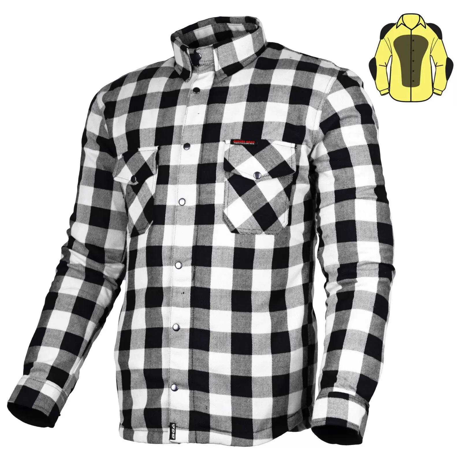 Bikers Gear Australia Exo Rider Lined with Kevlar Protective Motorcycle Shirts Black / White