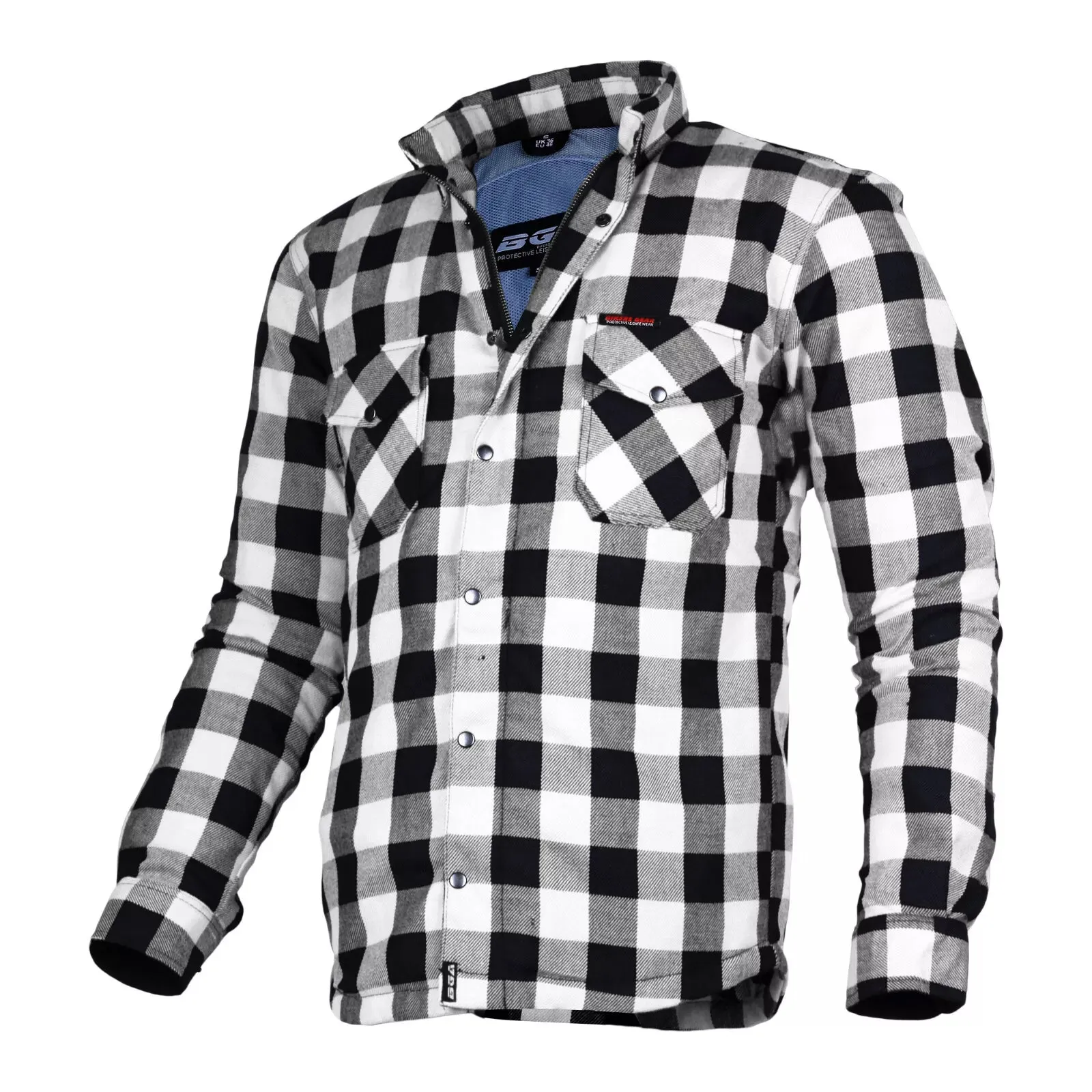 Bikers Gear Australia Exo Rider Lined with Kevlar Protective Motorcycle Shirts Black / White