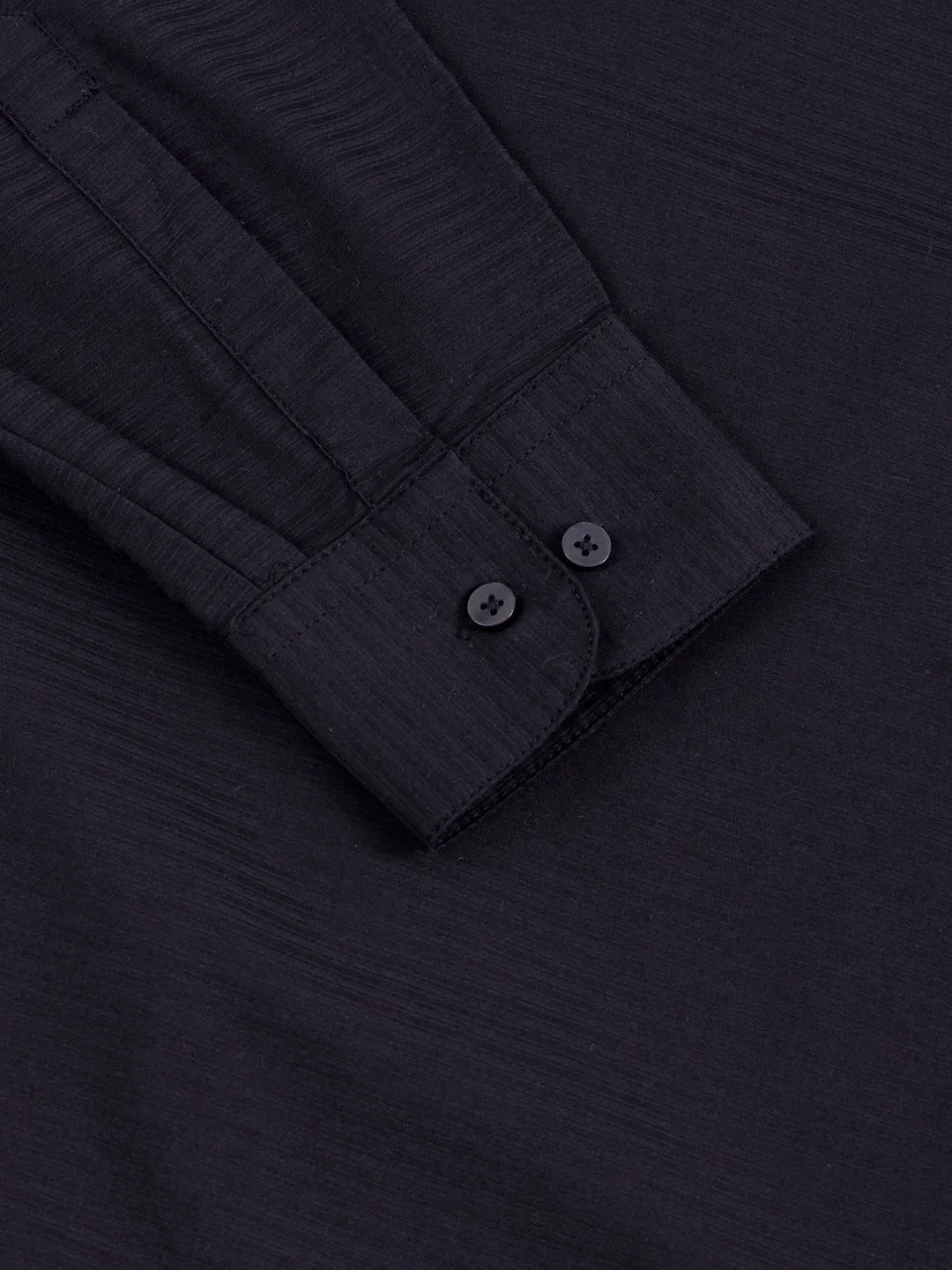 Black Chinese Collar Slim Fit Shirt