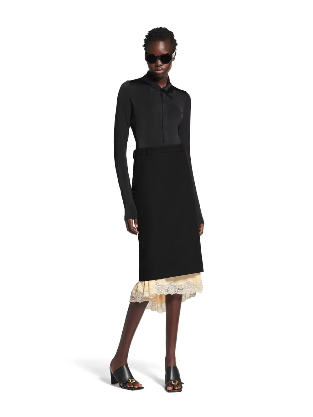 Black Lingerie Tailored Skirt