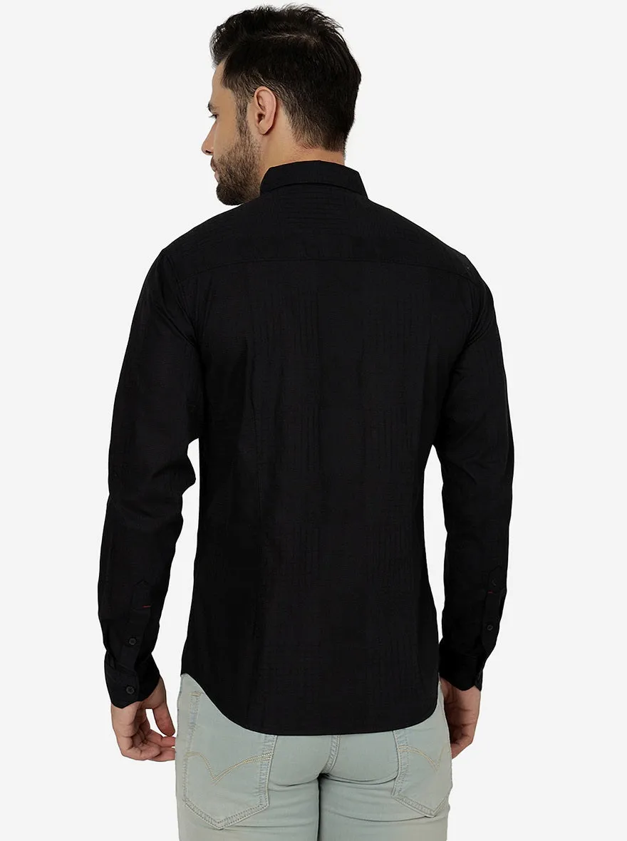 Black Solid Slim Fit Casual Shirt | Greenfibre
