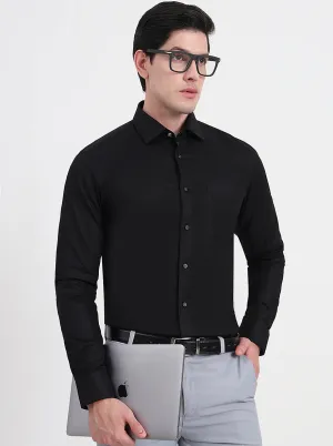 Black Solid Slim Fit Formal Shirt | JadeBlue