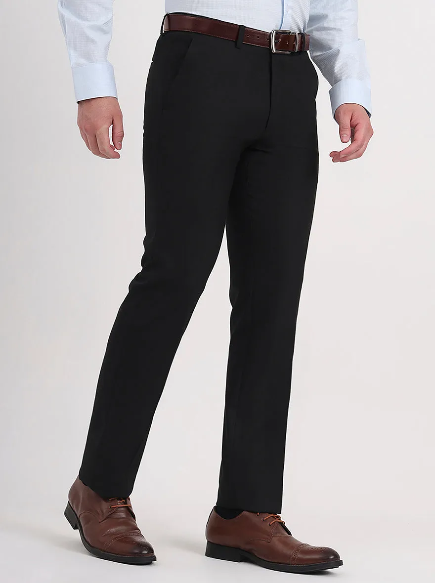 Black Solid Slim Fit Formal Trouser | Greenfibre