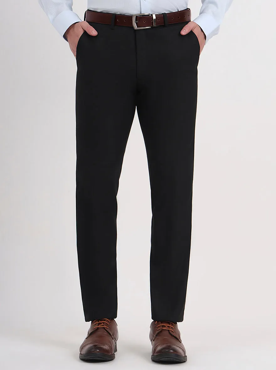 Black Solid Slim Fit Formal Trouser | Greenfibre