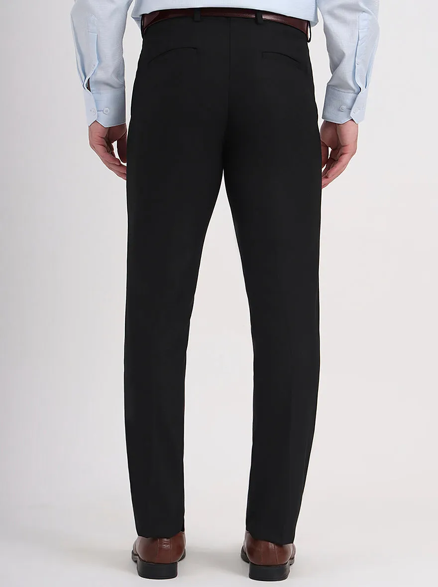 Black Solid Slim Fit Formal Trouser | Greenfibre