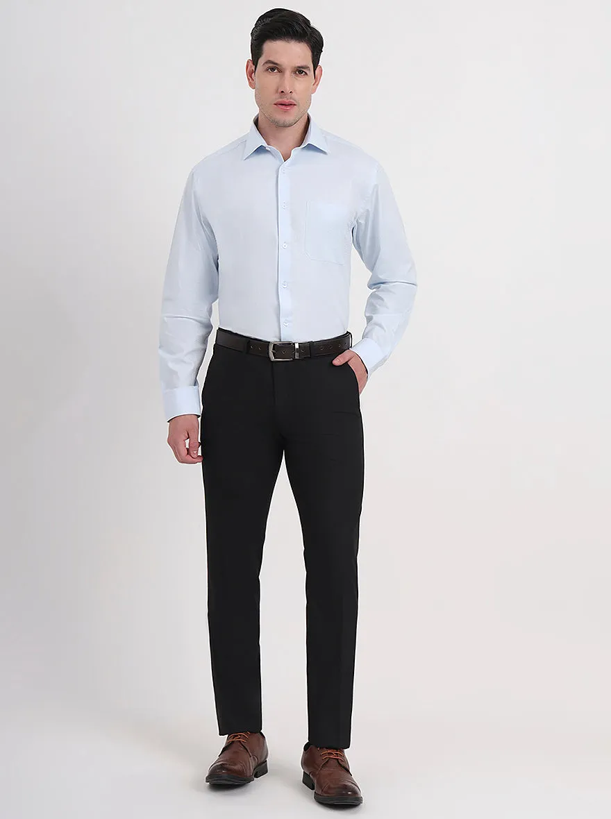 Black Solid Slim Fit Formal Trouser | Greenfibre
